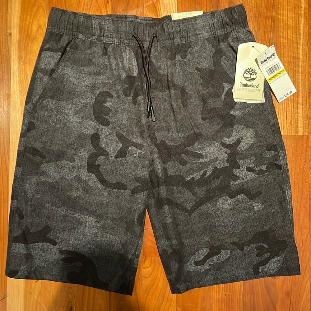 NWT Timberland Camo Swim Trunks - Boys Size Medium 10/12